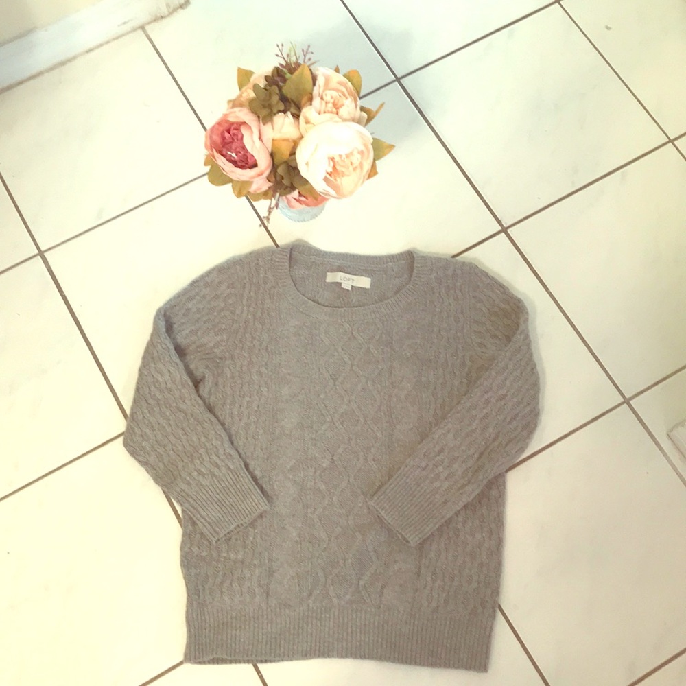 Loft cable knit grey sweater